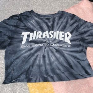 Thrasher Tie Dye Cropped T shirt
